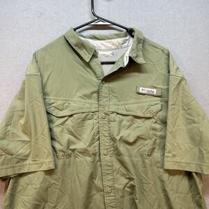 Columbia PFG Omni-Shade Shirt Mens XL Green Short Sleeve Vented Fishing Outdoor
